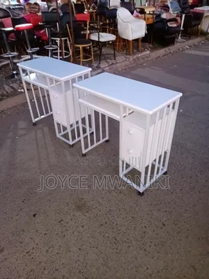 Manicure Tables, Marble White and White Frame