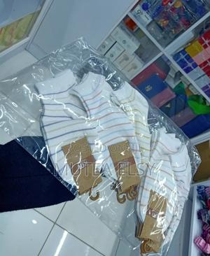 Ladies White Stripped Ankle Socks - thumbnail 2