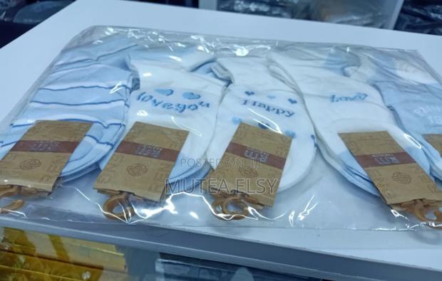 White Skyblue Stripped Plain Ladies Ankle Socks - main view