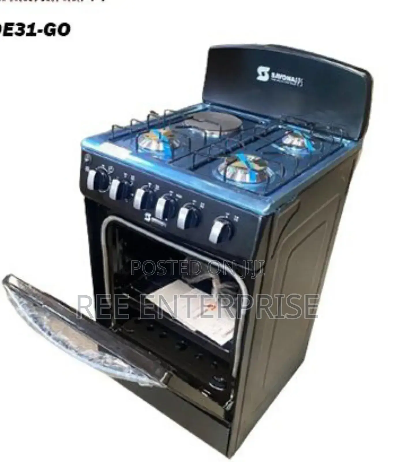 Brand New Black Sayona 3gas+1 Electric Plate Standing Cooker