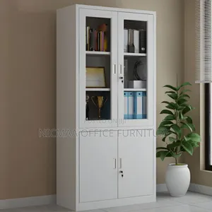 Half Glass Office File Cabinet With Lockable Doors