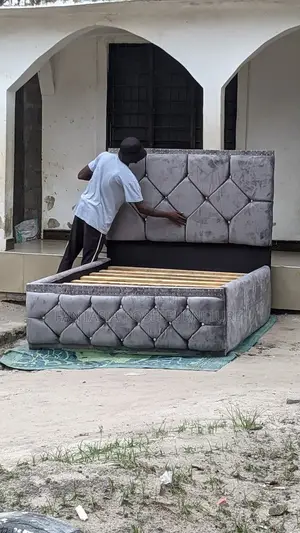 5x6 Double Size Luxe Grey Velvet Bed