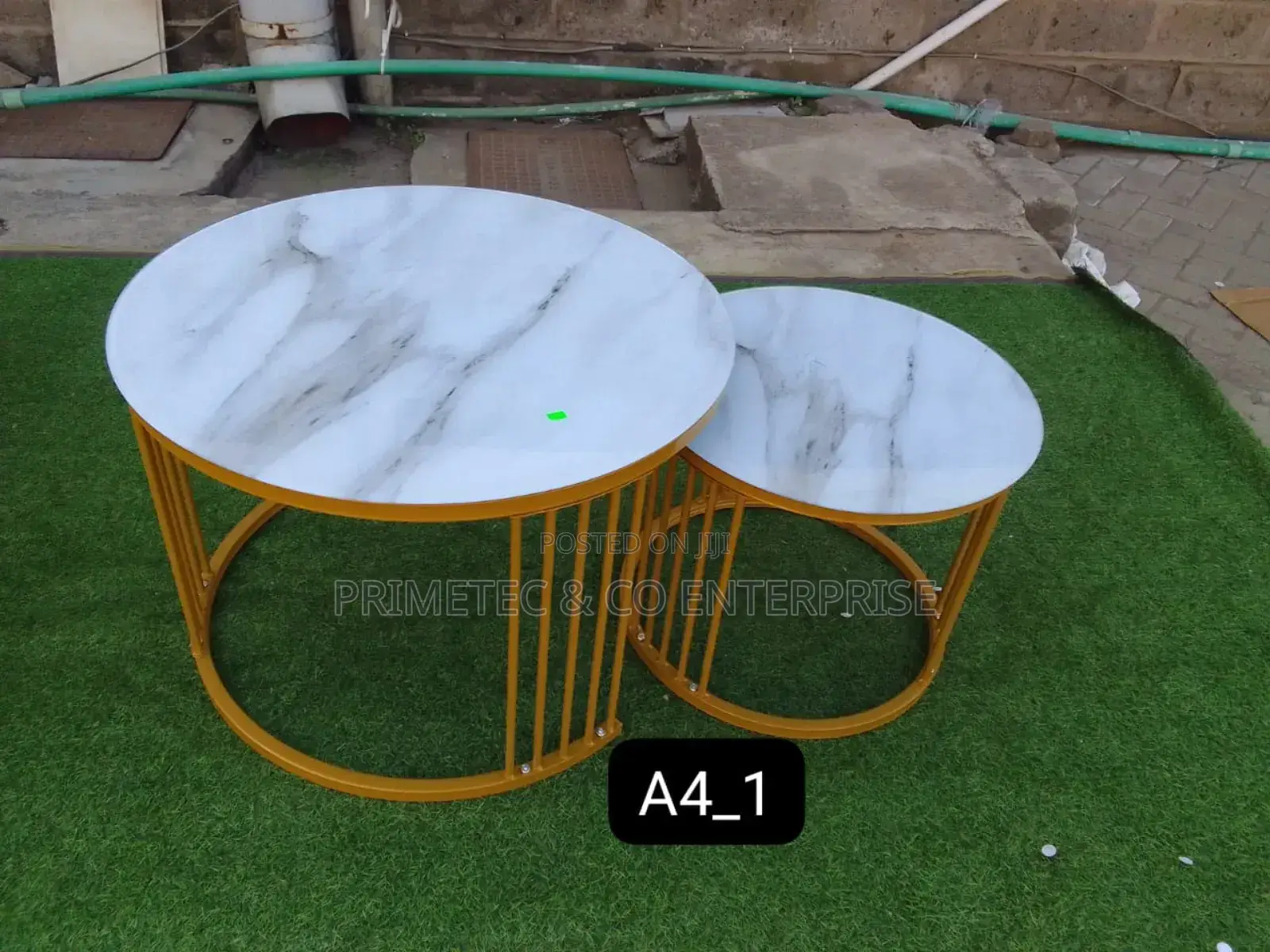 White Nesting Coffee Table Marble Effect (Mdf)