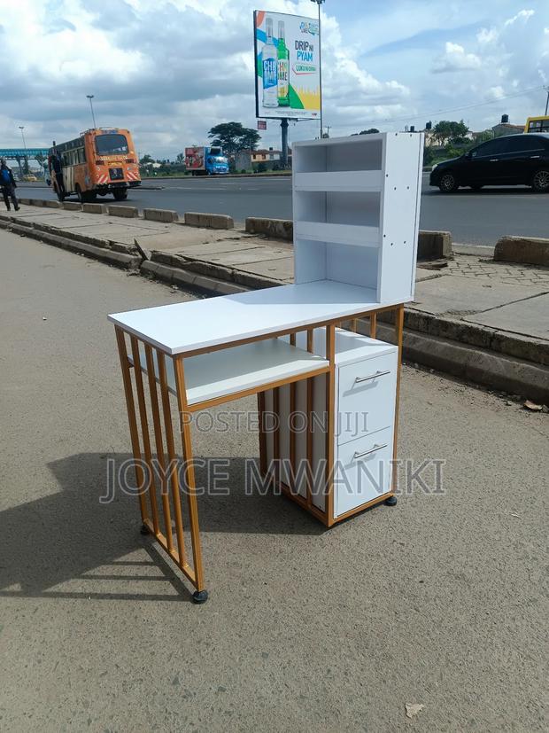 Manicure Table, White Board With Metallic Gold Frame - thumbnail 2