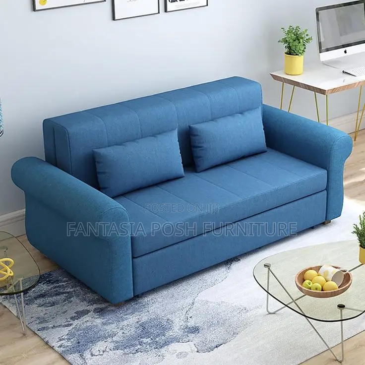 2-Seater Modern Blue Compact Sofa