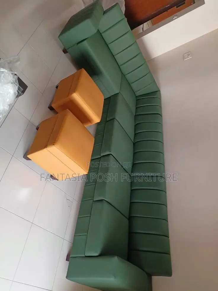 Contempo Green 6 Seater L-Shaped Sofa