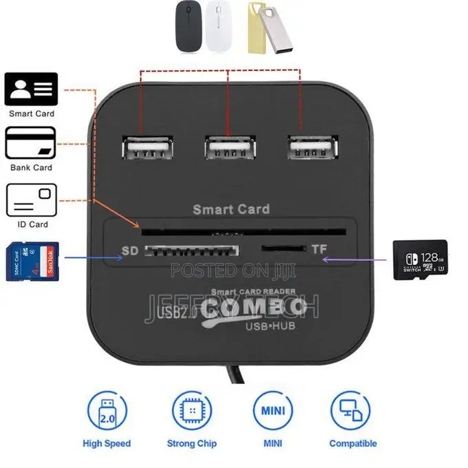 Art Card Reader for Bank Card Ic/Id Emv Sd Tf 3usb Hub In