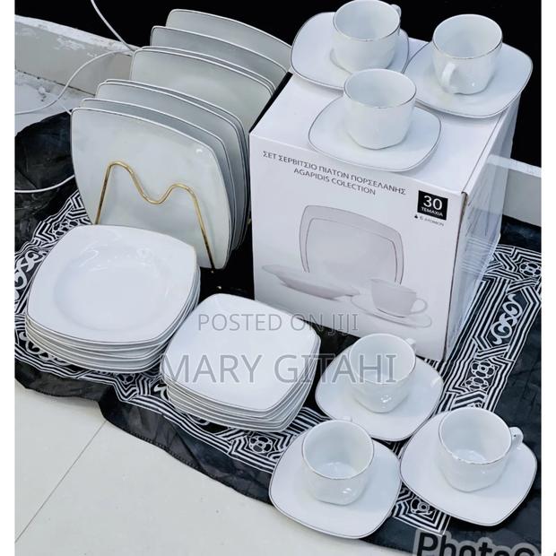 Plain White 30 PCS Porcelain Dinner Set