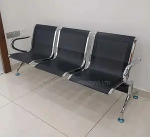 Office Bench: Office Three-Person Lobby Metallic Bench