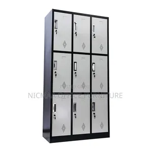 Modern Metallic 9-Locker Storage Cabinet