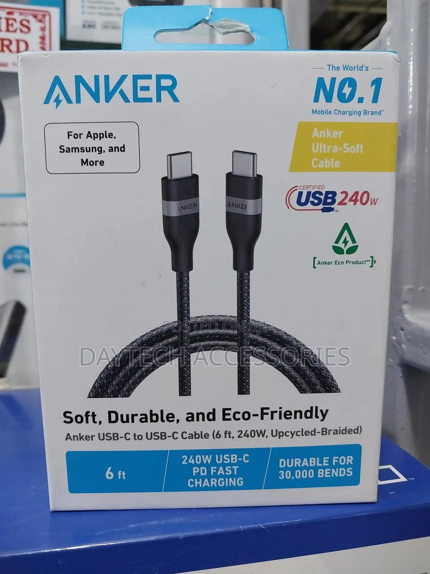 Anker Nano Usb C to Usb C Cable 240w Flexible Braided Cable