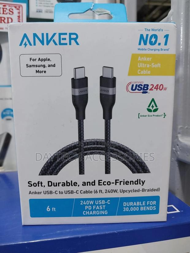 Anker Nano Usb C to Usb C Cable 240w Flexible Braided Cable