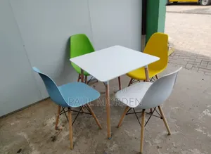 Square White Dining Table With Four Dining Chairs
