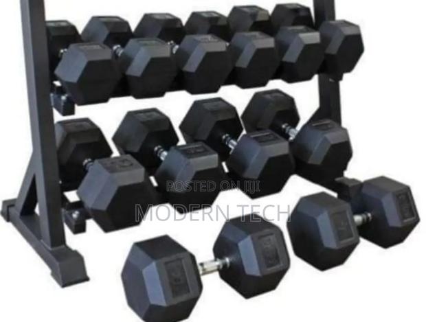 5kg Black Hexagonal Dumbbell Weight ( a Pair) - thumbnail 2