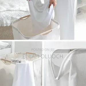 Large Capacity Laundry Hampers With Bamboo Handles
