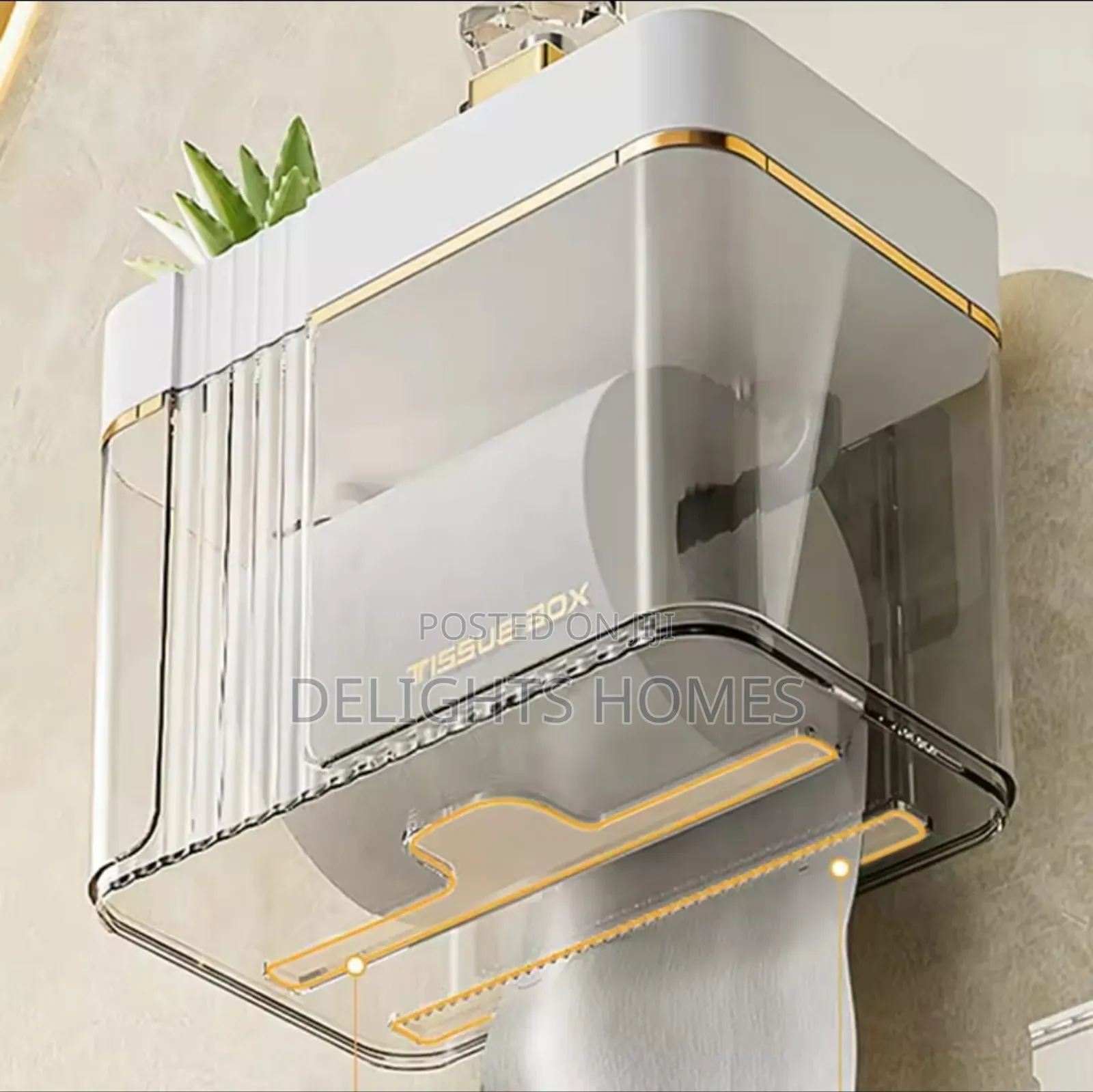 Luxury Gold Plated Wall Mounted Tissue Box-Car