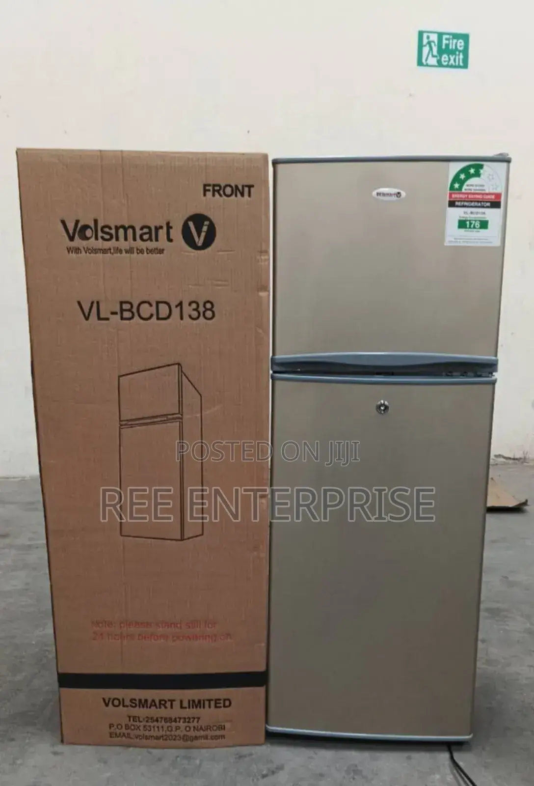Silver Volsmart 138litres Double Door Refrigerator