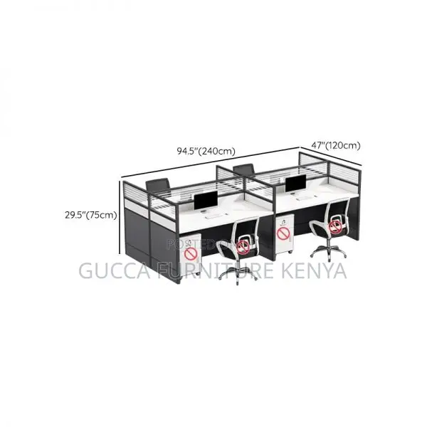 Workstations: Rectangular Office Working Station for 4-User