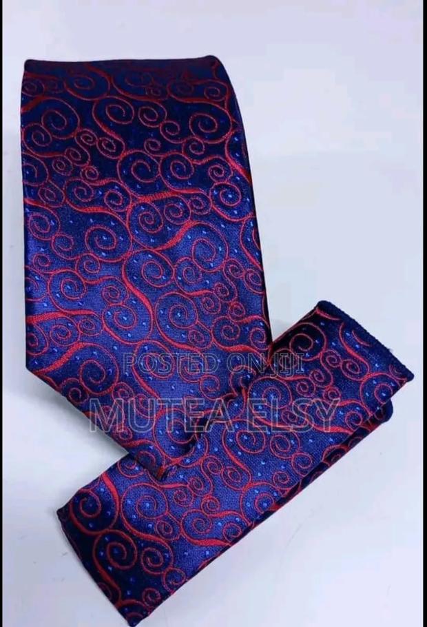 Navyblue Furschia Executive Paisley Tie Sets - thumbnail 2