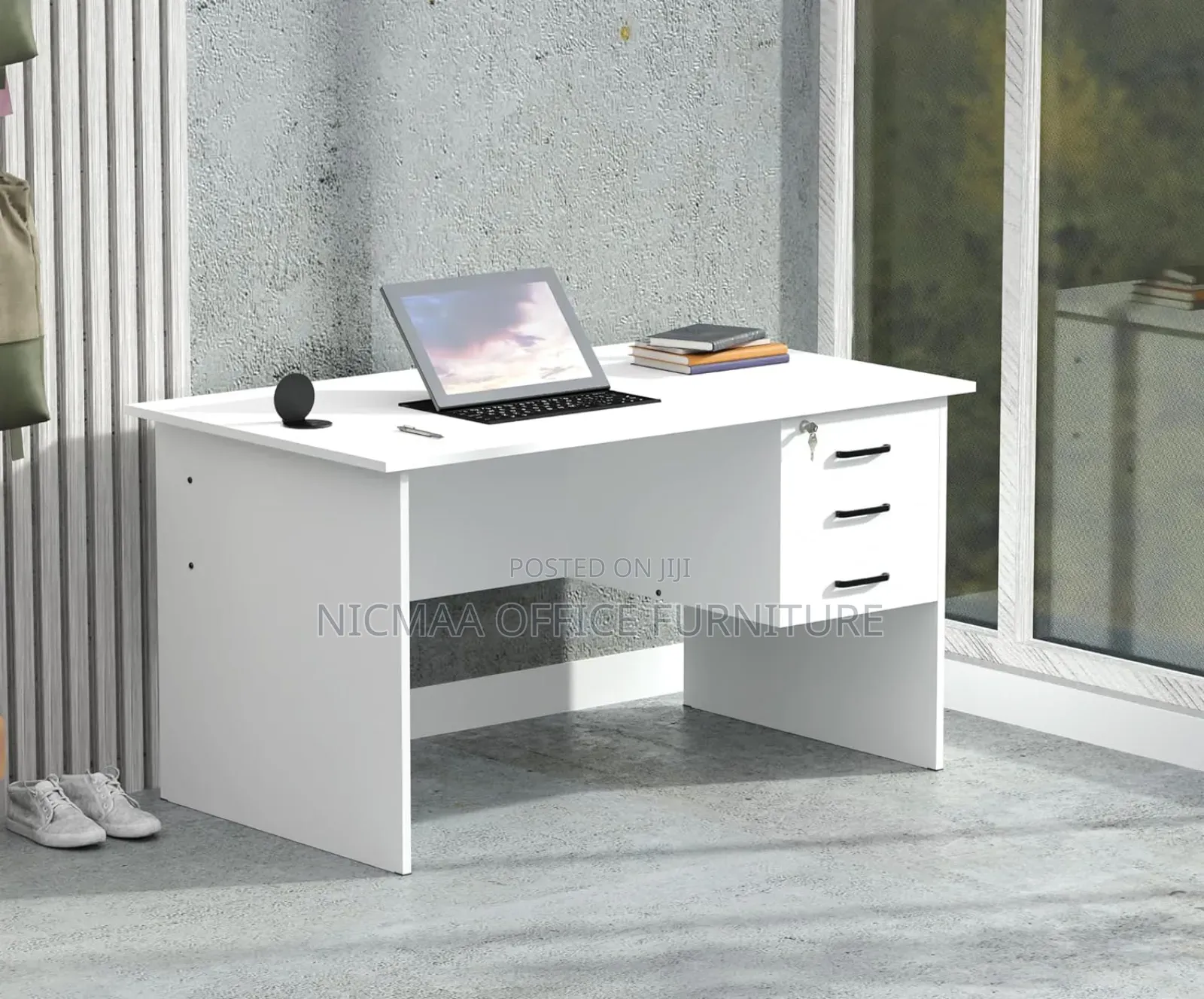 White 1.2m Minimalist Study Desk