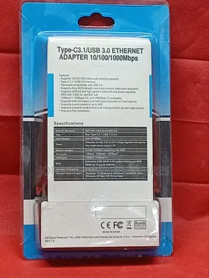 Type C 3.1 Usb 3.0 Ethernet Adapter to Lan