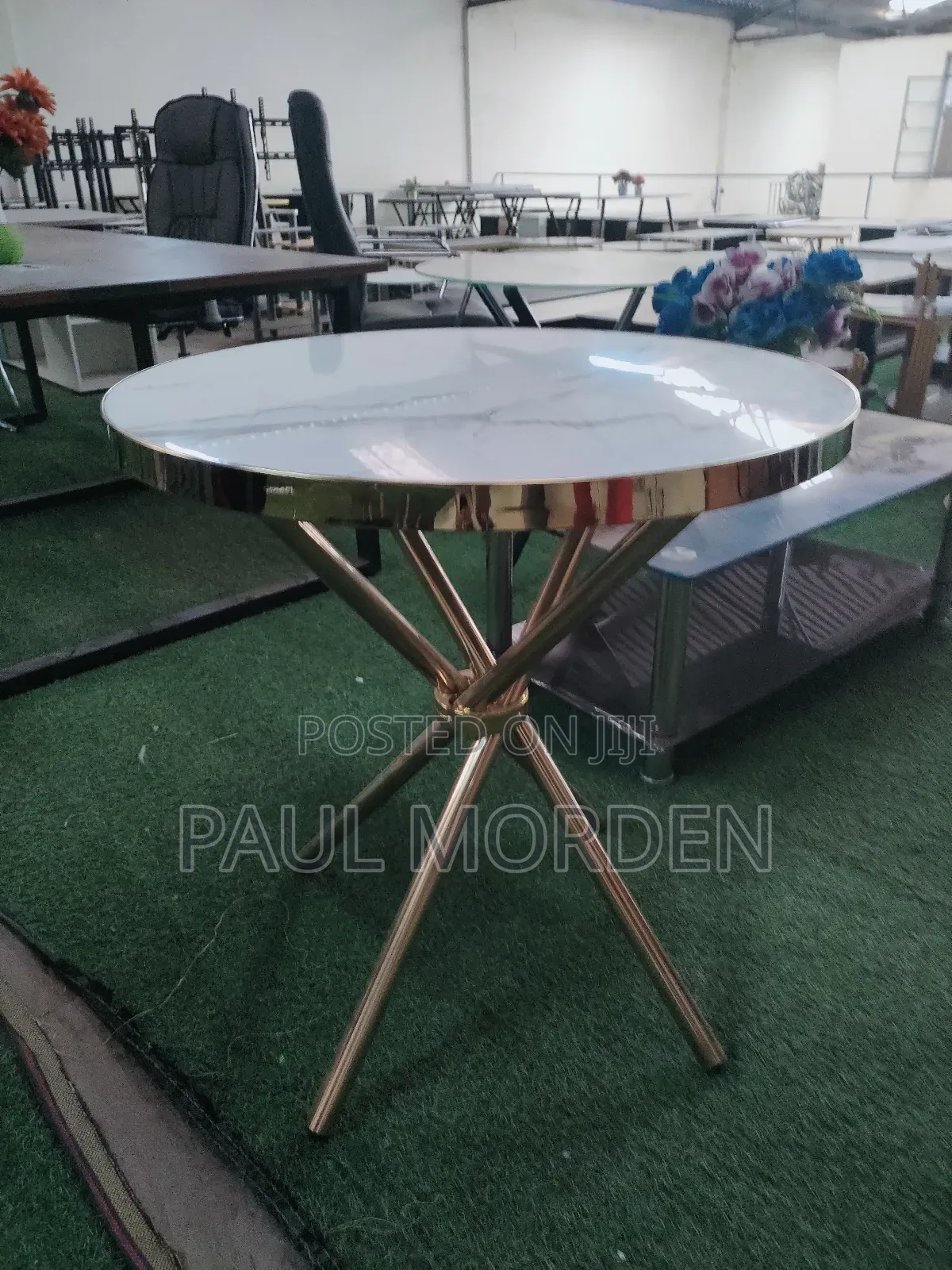 Round Marble Effect Dining Table