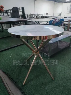 Round Marble Effect Dining Table