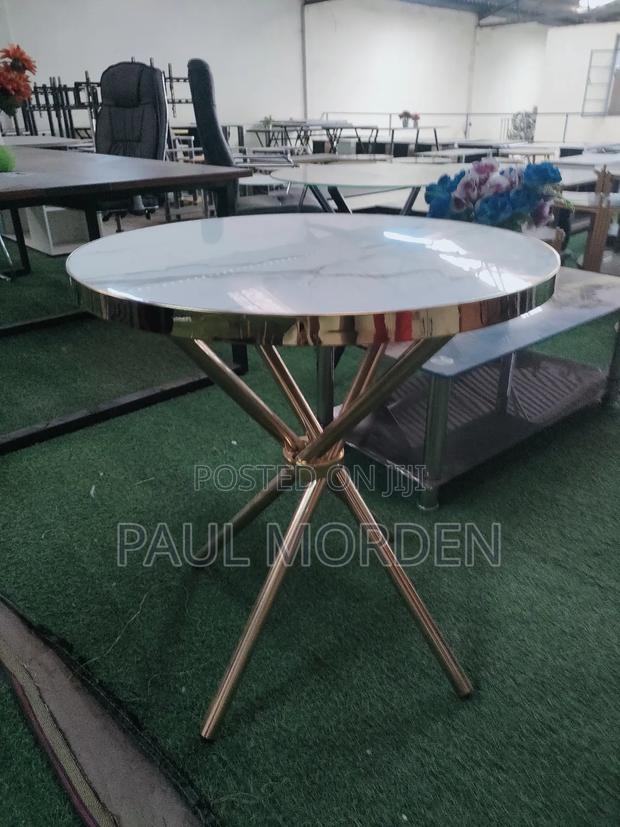 Round Marble Effect Dining Table