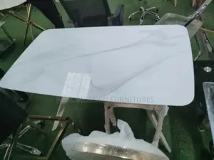 Glass Top White Dining Table