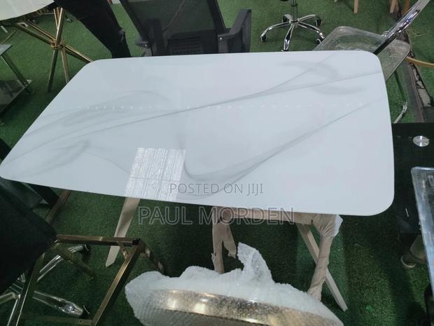 Glass Top White Dining Table