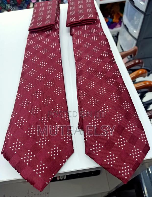 Maroon Wisfunlly Polycadot Tie Sets - main view