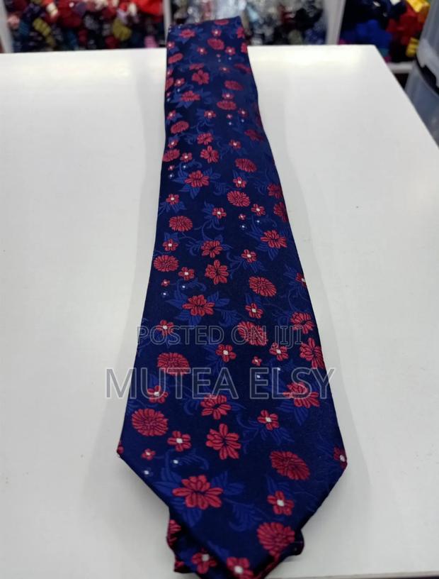 Navyblue Red Pink Floral Executive Tie Sets - thumbnail 3