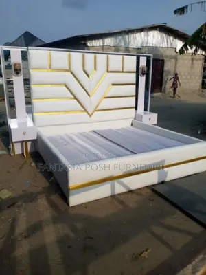 Shining White Gold King-Size Bed