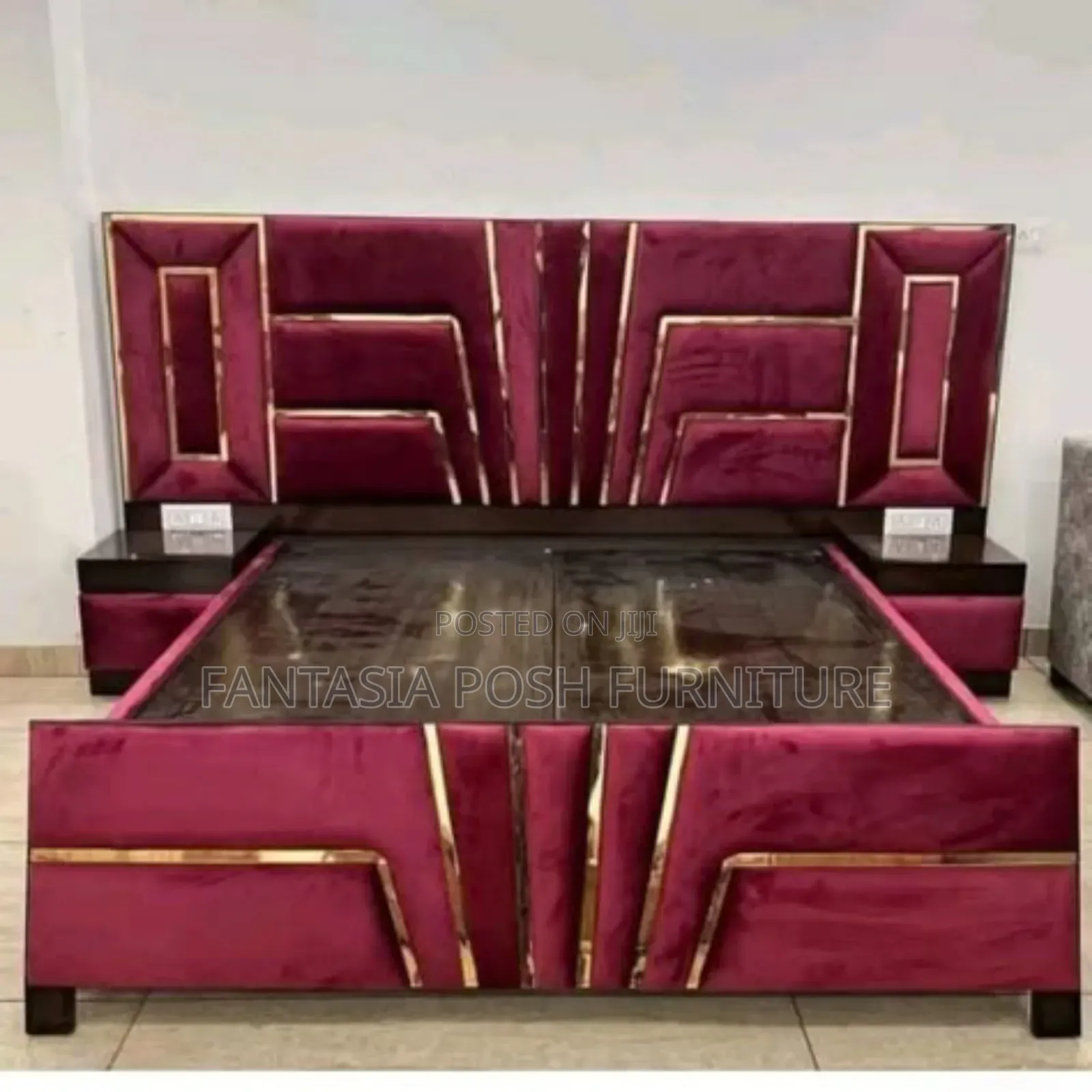 Royal Maroon Gold 6x6 Bed + Tables
