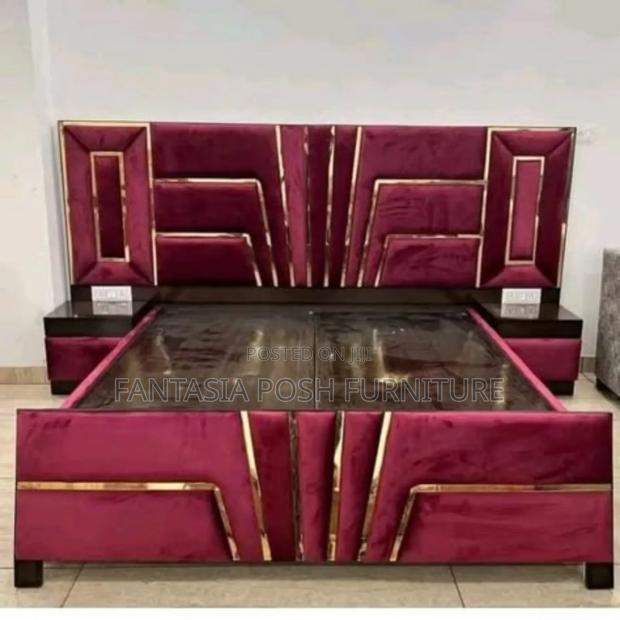 Royal Maroon Gold 6x6 Bed + Tables