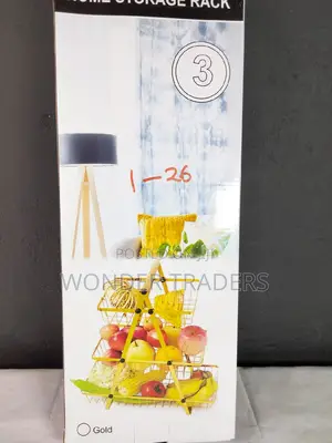 3 Layers Triangular Fruits Basket Gold