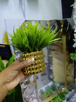Artificial Bonsai Flower in a Gold Bubble Vase