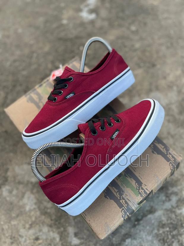 Maroon Double Sole Vans - main view