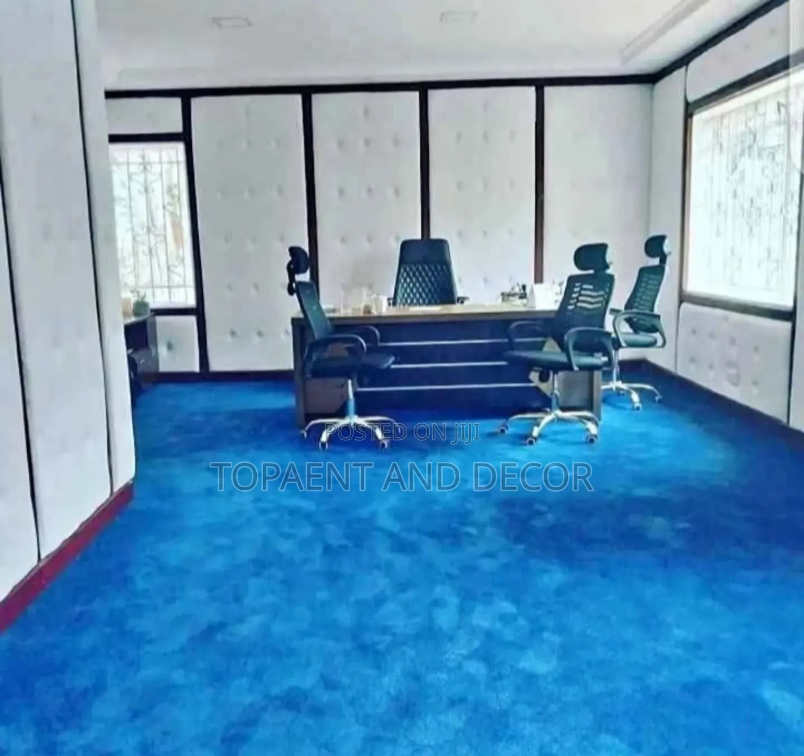 Vip Blue Textured Loop Pile Wall to Wall Fluffy Carpet
