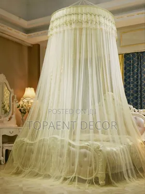 5 by 6 Cream Easy to Install Round Mosquito Net