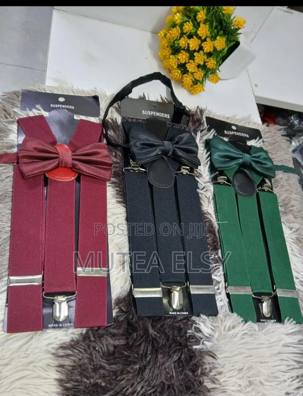 Maroon Emelard Green Max Adults Suspenders Bowtie Sets