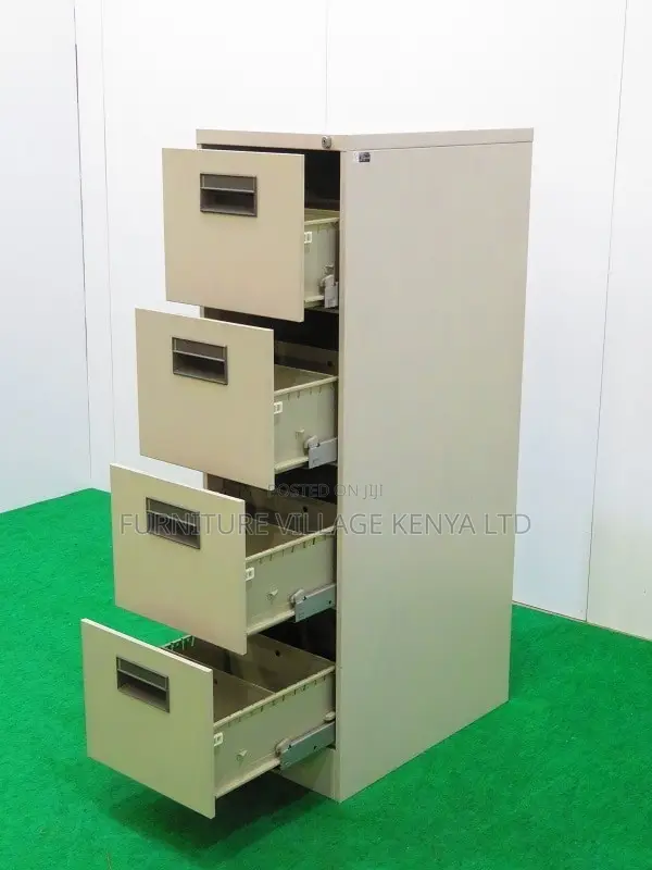 Cabinets:Metal Office Document 4-Drawer Metallic Cabinet