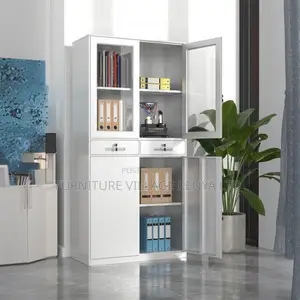 Office Cabinet:Dual-Door Office Storage Unit With Drawers
