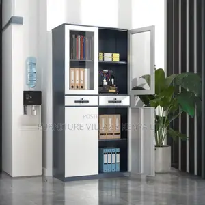 Office Cabinet:Dual-Door Office Storage Unit With Drawers