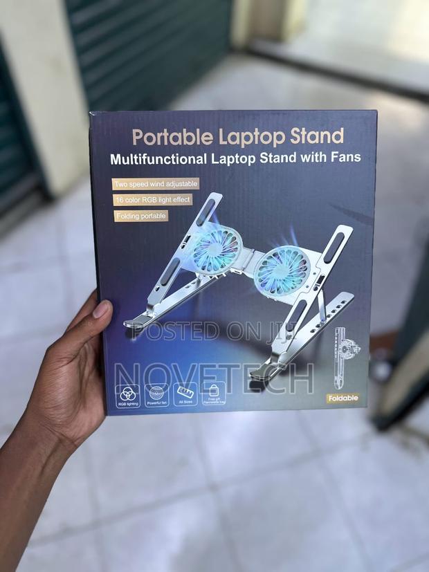 Adjustable Foldable Portable Laptop Stand With Dual Fan - main view