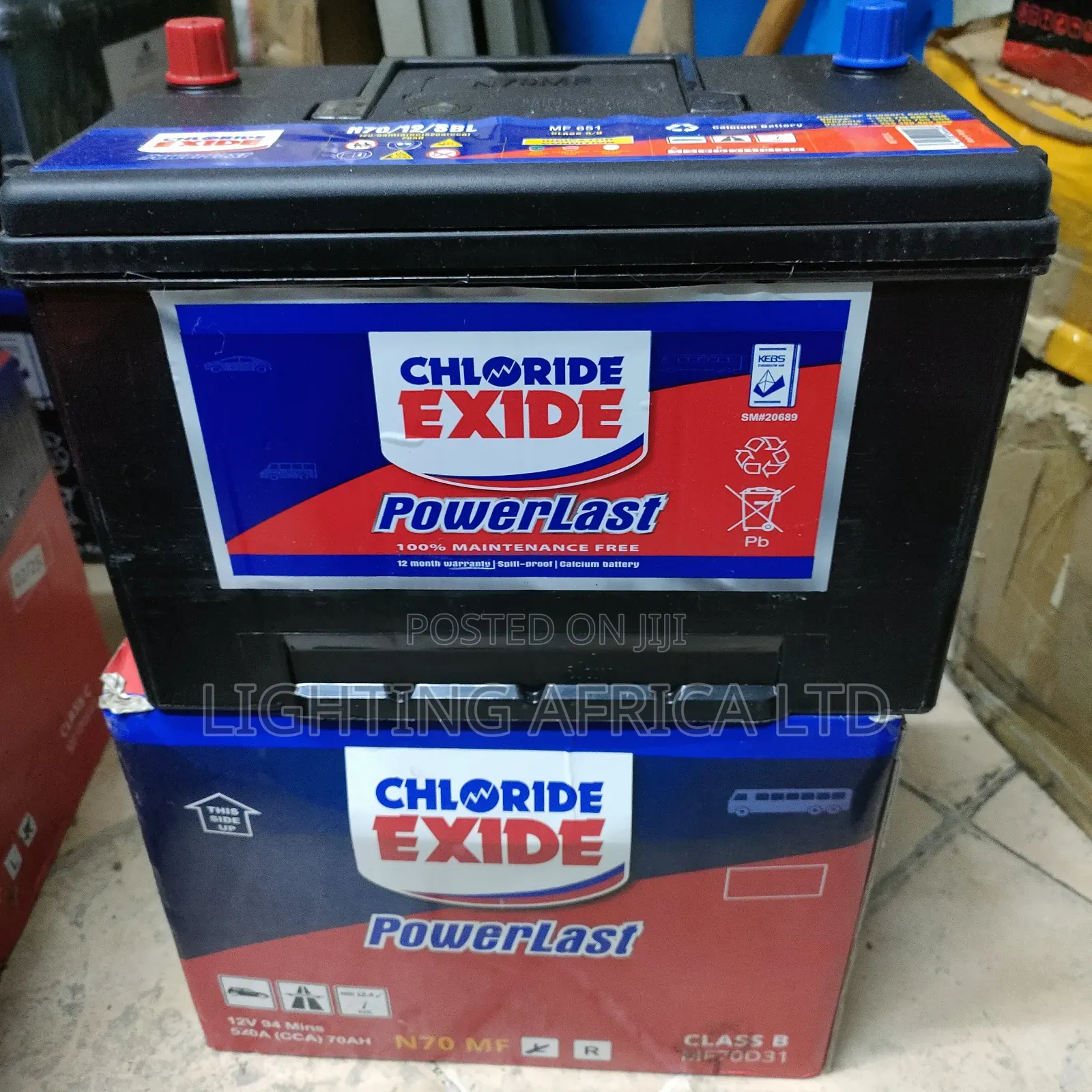 Chloride Exide N70 Maintenance Free Car Battery (2000cc)