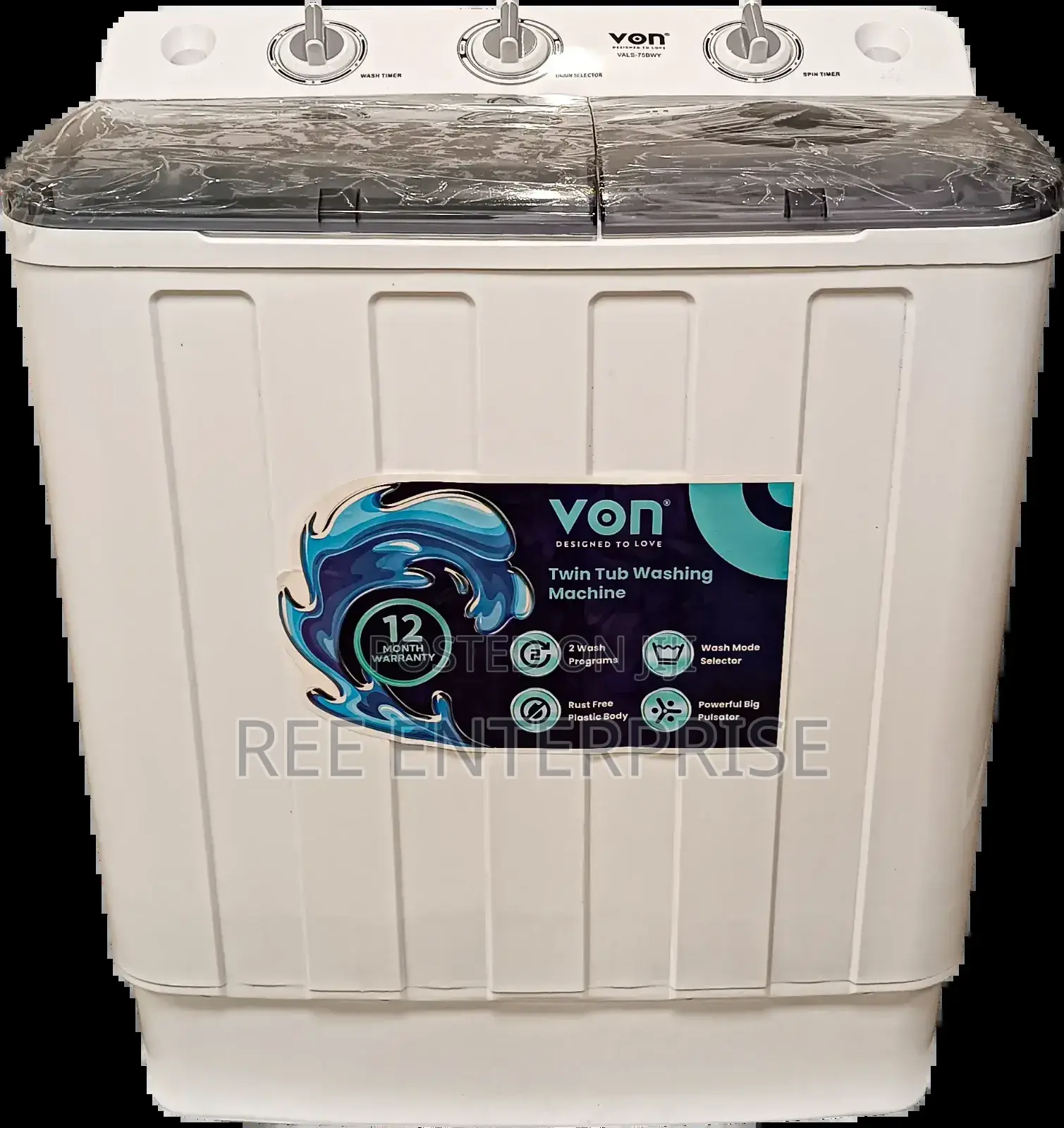 New Von Vals-75bwy Twin Tub Washing Machine, White - 7.5kg