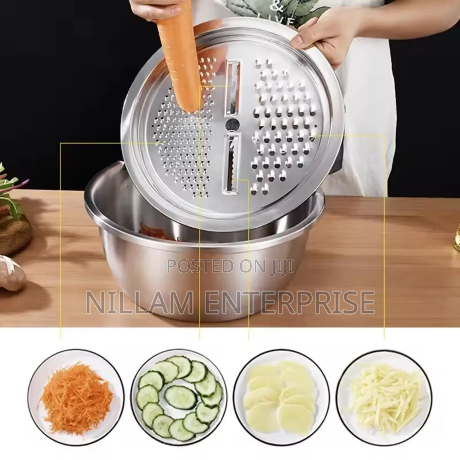 *26cm 4pcs Set 304 Colander Stainless Steel Bowl With Lid,
