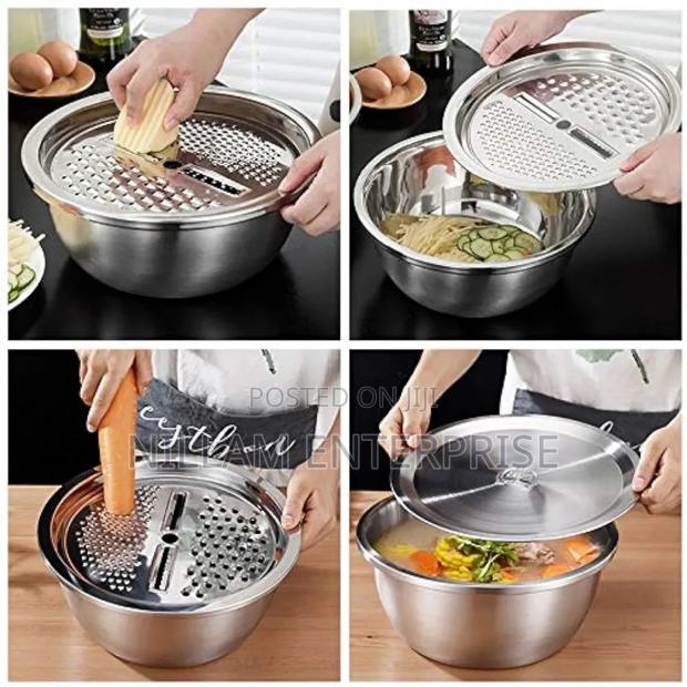 *26cm 4pcs Set 304 Colander Stainless Steel Bowl With Lid, - thumbnail 3