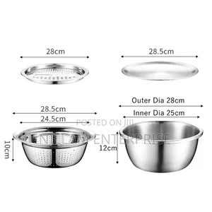 *26cm 4pcs Set 304 Colander Stainless Steel Bowl With Lid,